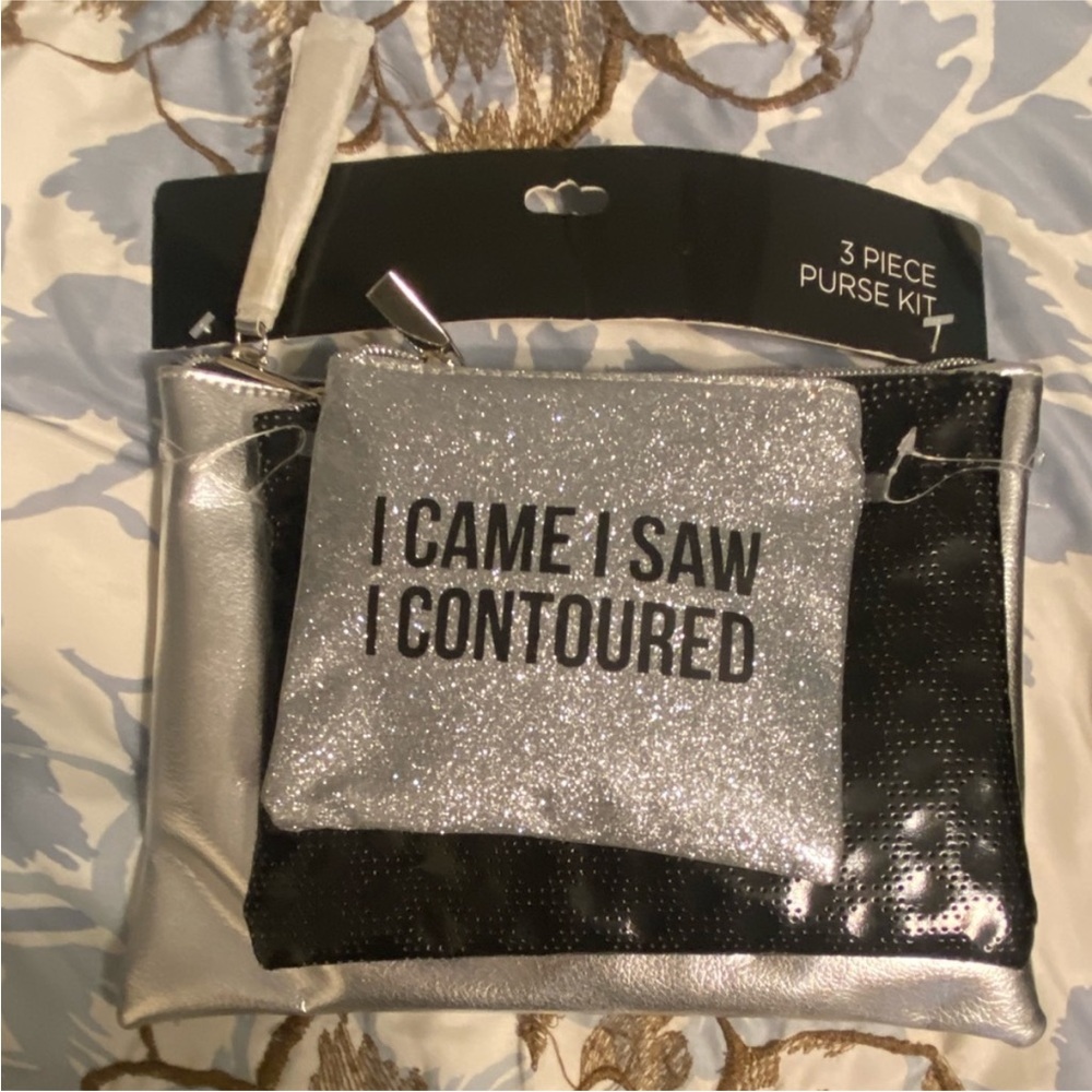 Ulta‎ Beauty 3 Piece Makeup Bag Set "I Came I Saw I Contoured" New